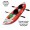 Red color. Kayak comes with two paddles, pump, carrying tote, seats and repair kit.