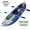Blue color. Kayak comes with two paddles, pump, carrying tote, seats and repair kit.