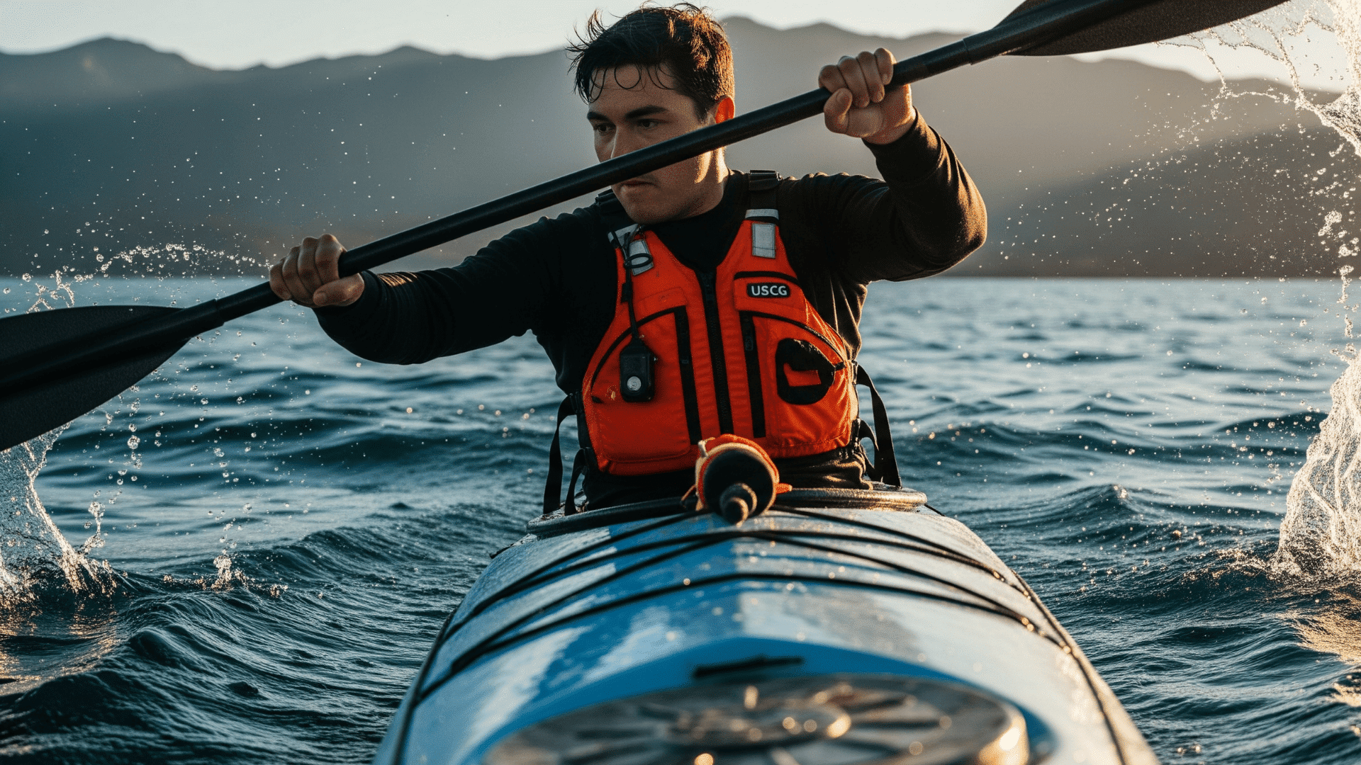 wearing a life jacket
