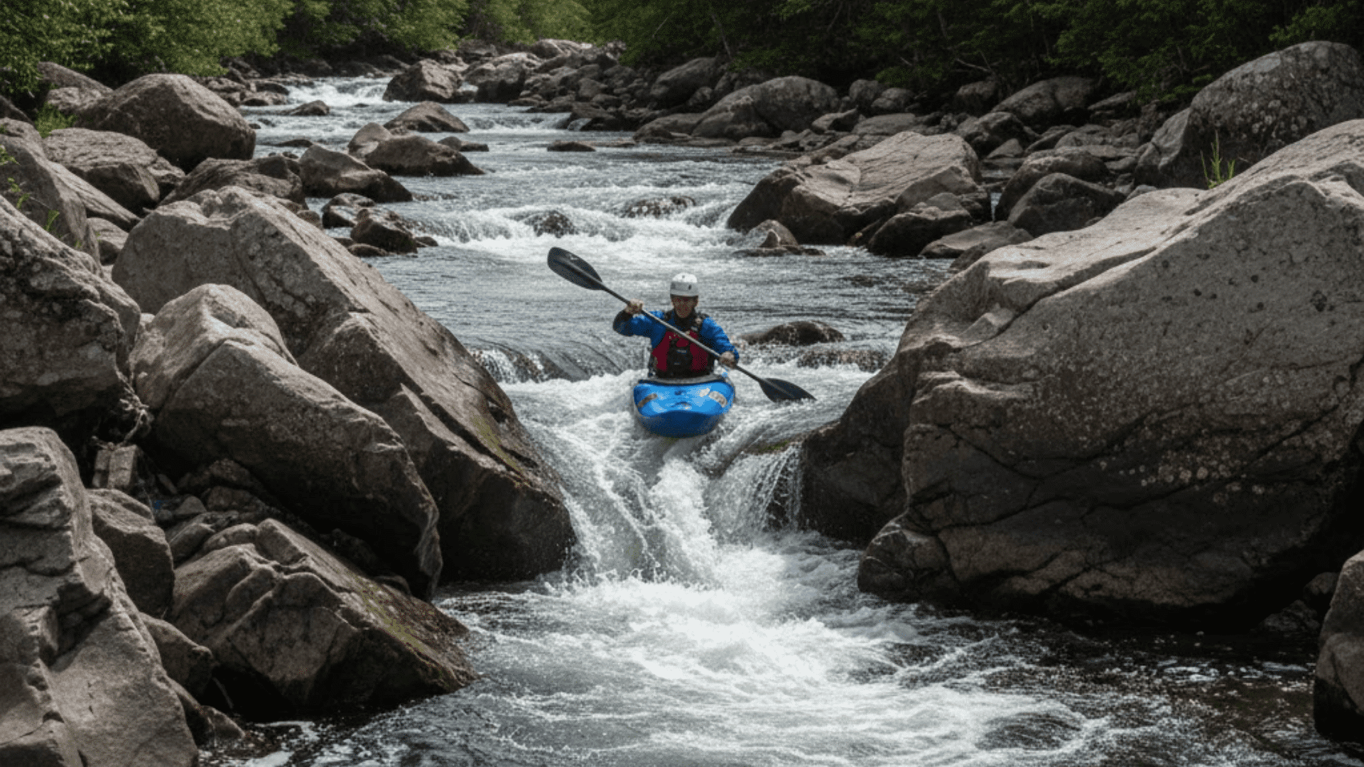 obstacles and rocks in class 3 rapids