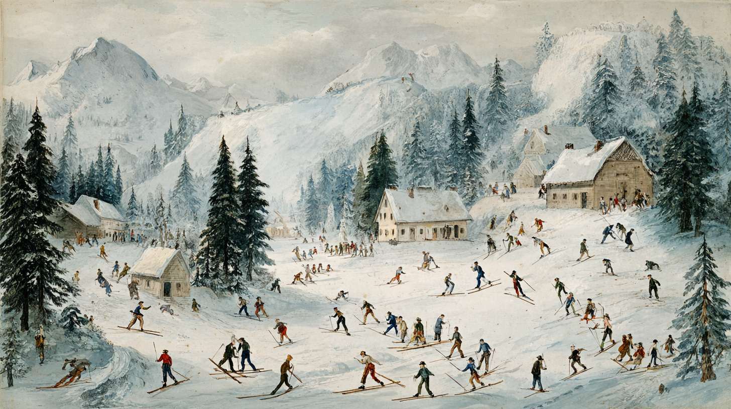 Early skiing expansion in Alps and North America with wooden skis