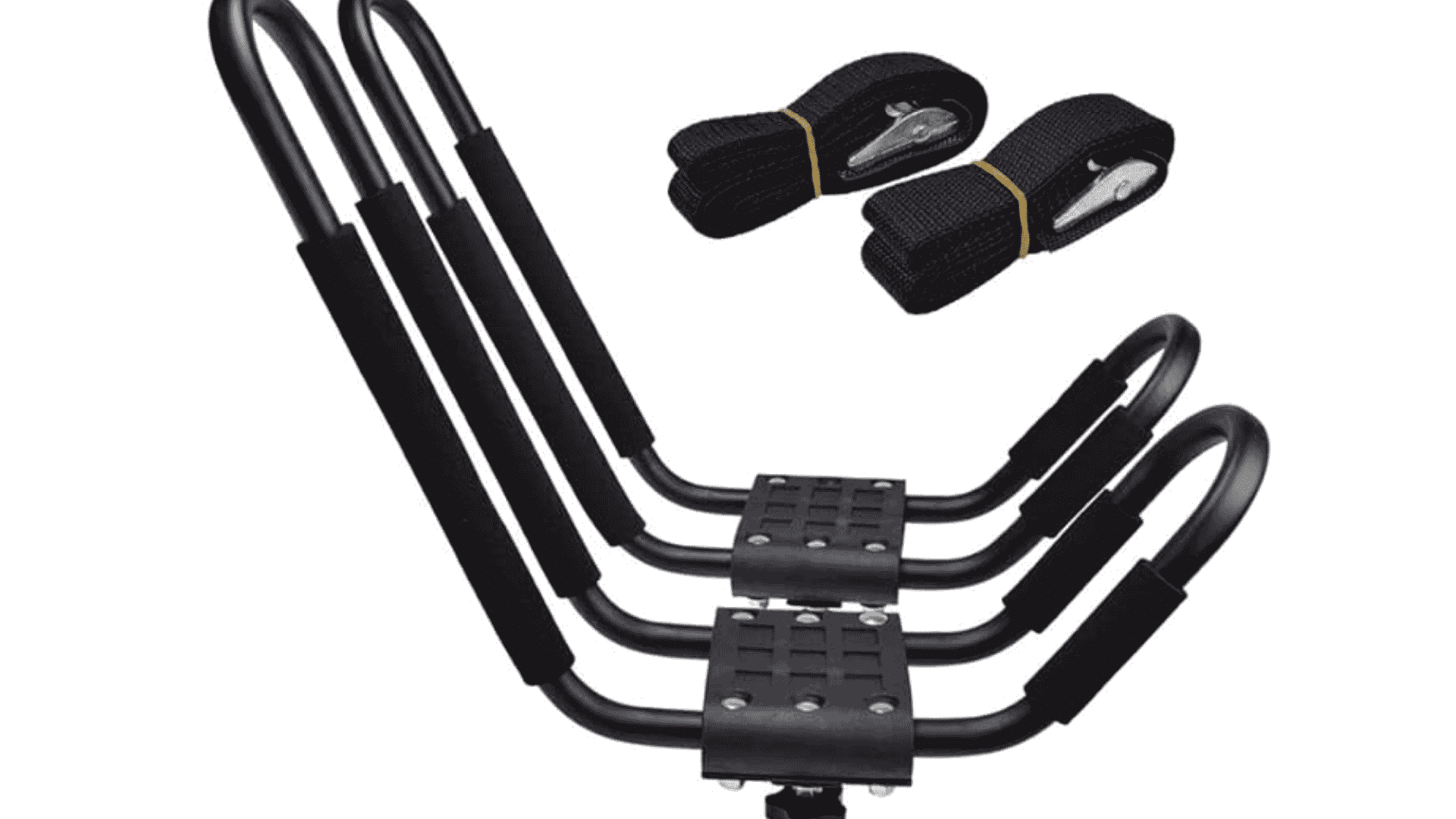TMS J-Bar Kayak Rack with foam-padded arms and straps for securing kayaks