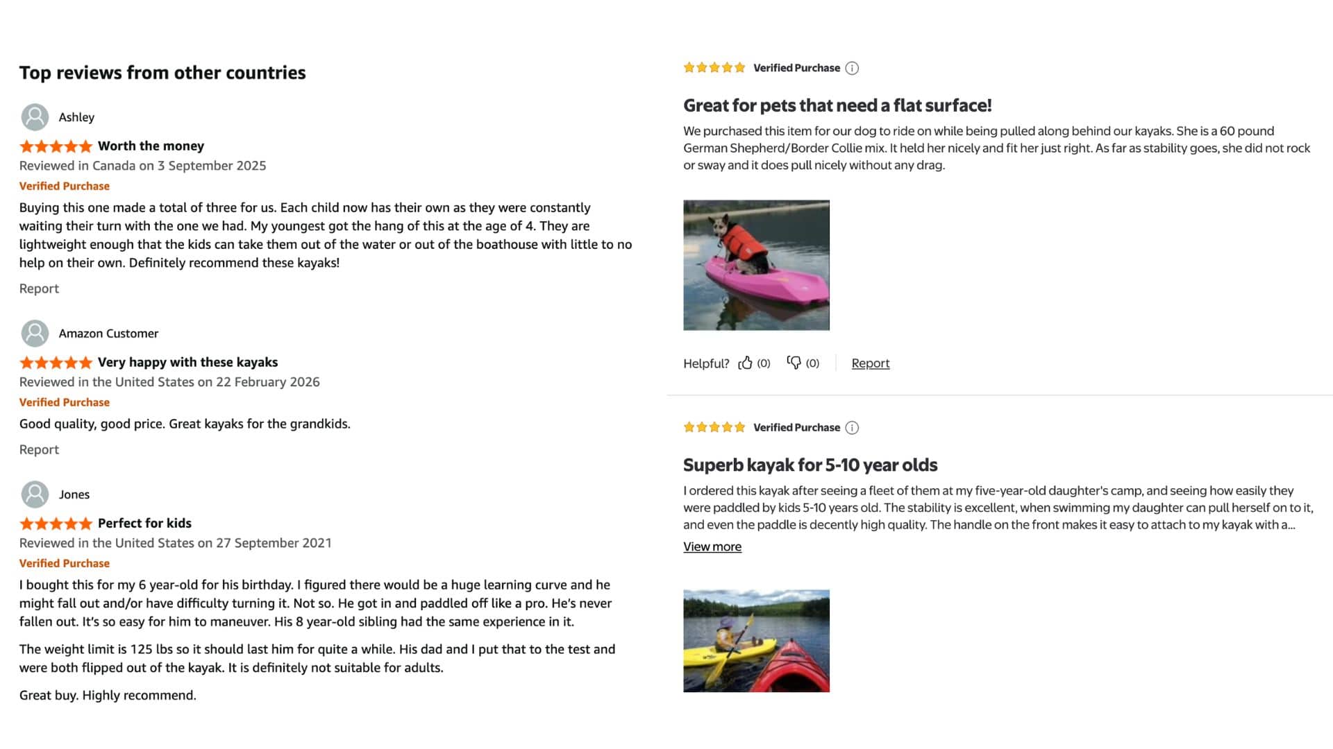 Amazon and Walmart Reviews of Lifetime Wave Youth Kayak