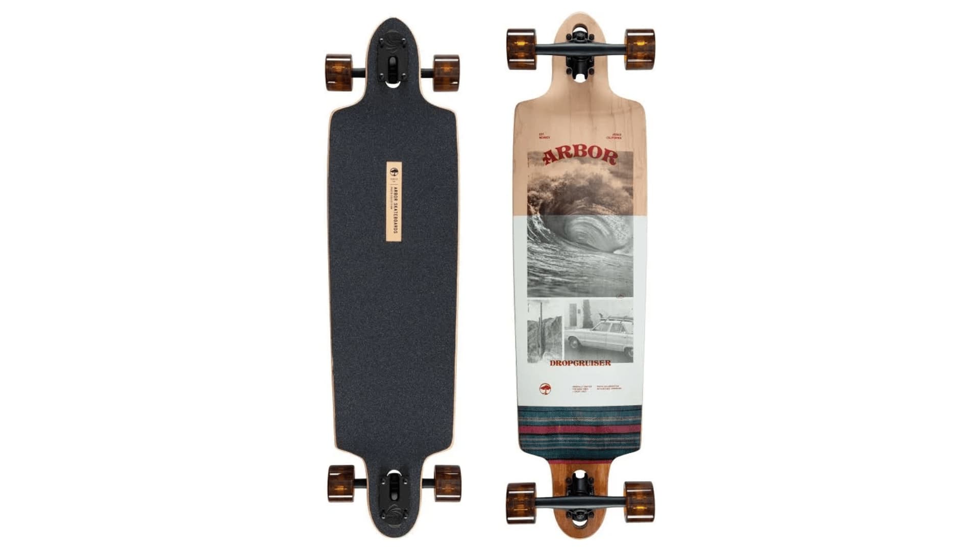 Arbor Dropcruiser longboard with stable drop-through design