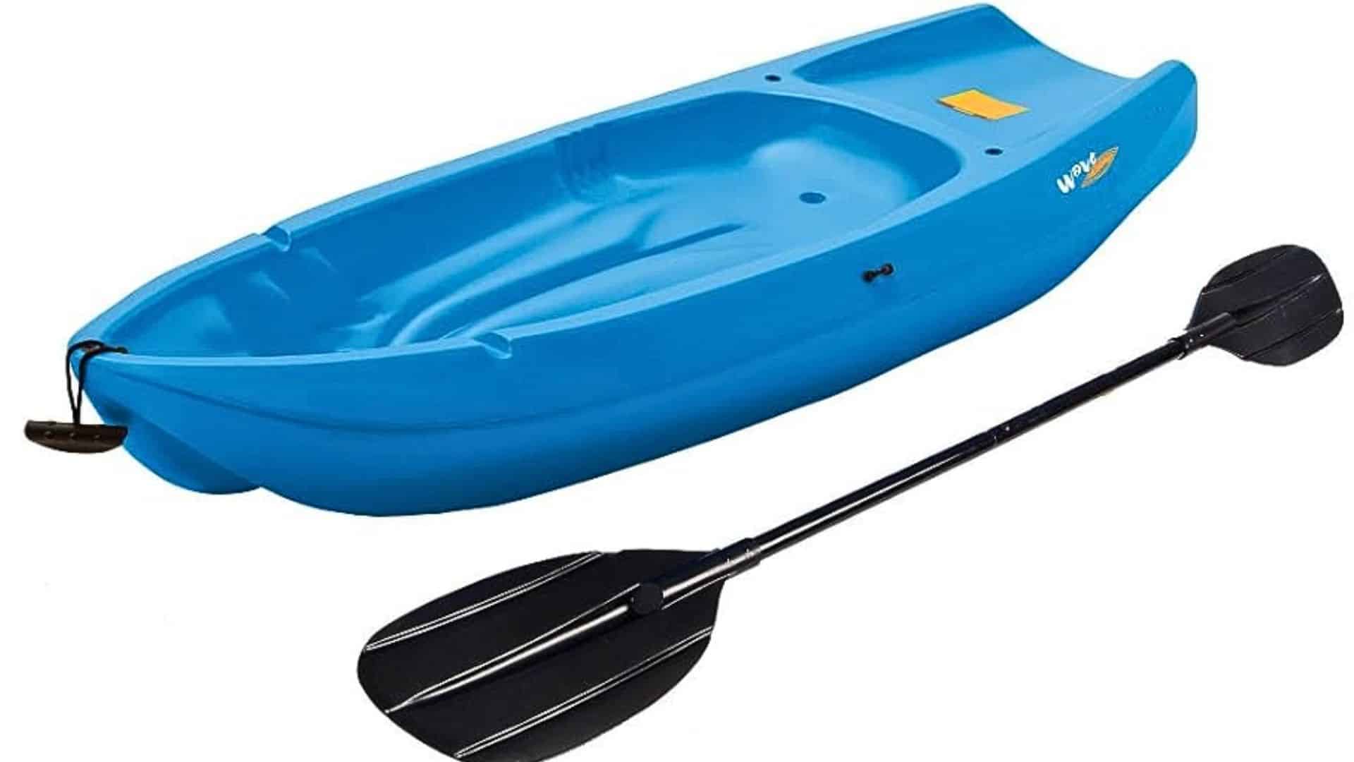 Blue Lifetime Wave youth kayak with double-bladed paddle for beginner recreational paddling