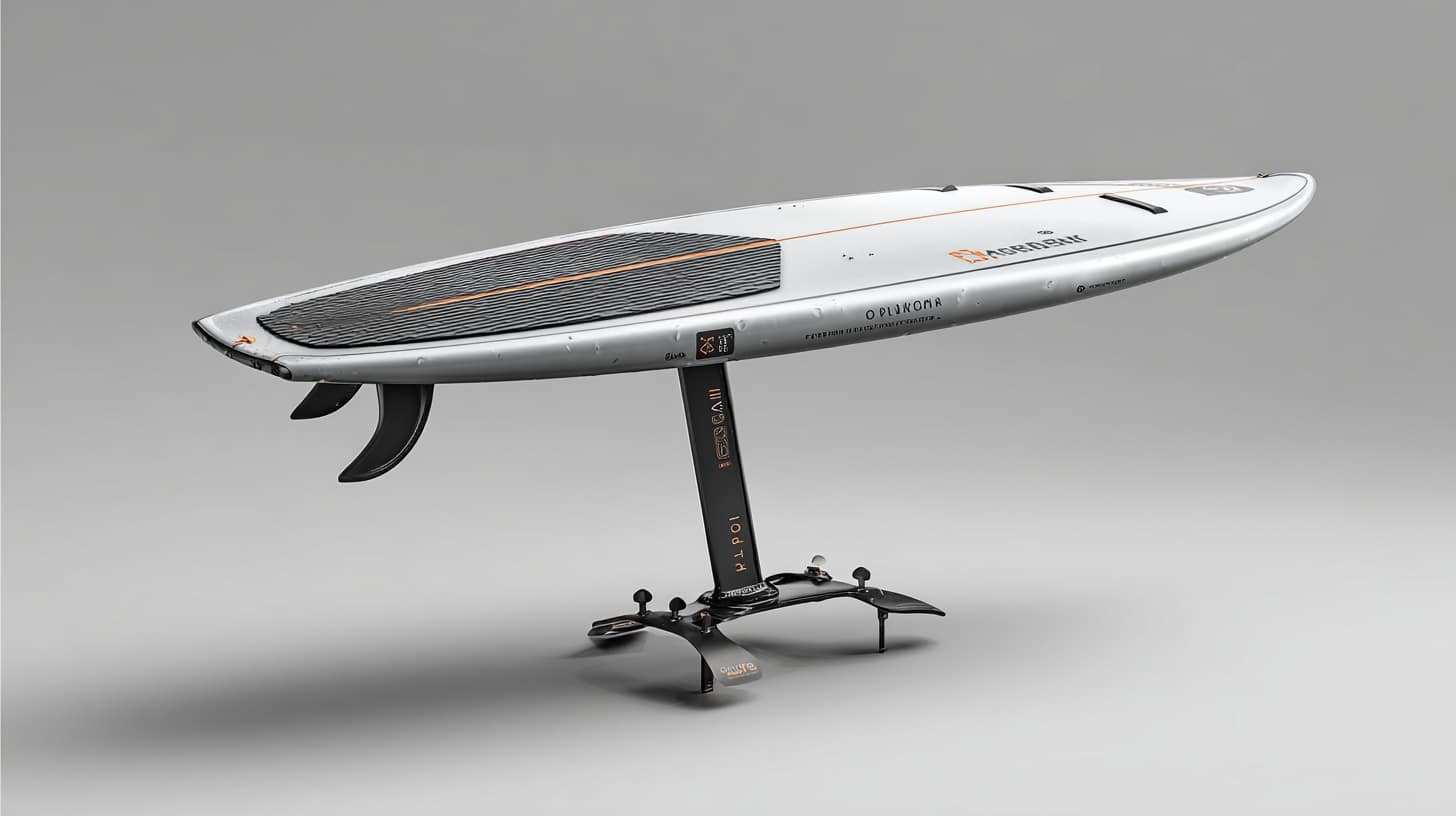 foil surfboard with hydrofoil setup