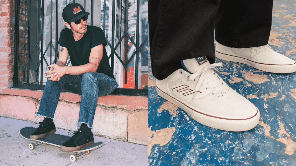 Skateboarders wearing Emerica skate shoes