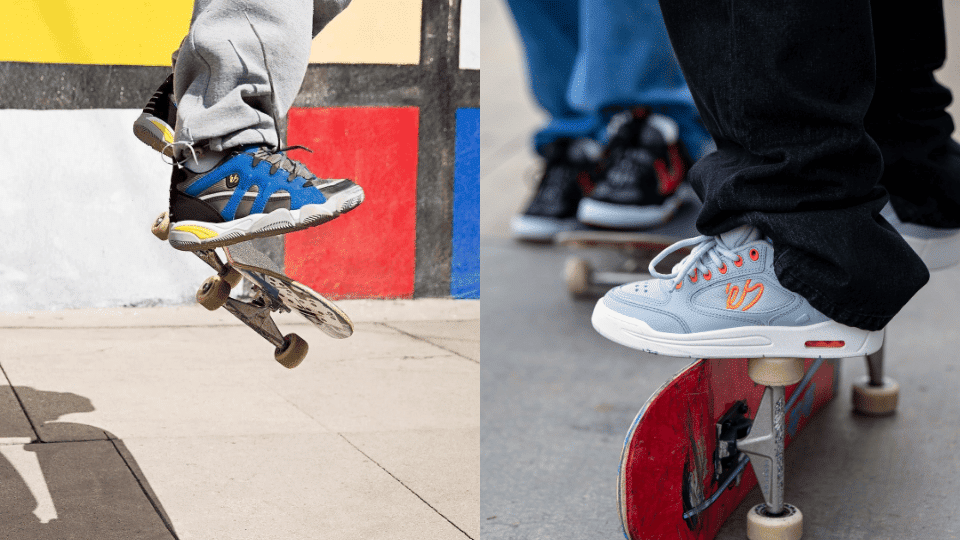 Skateboarders wearing ES skate shoes