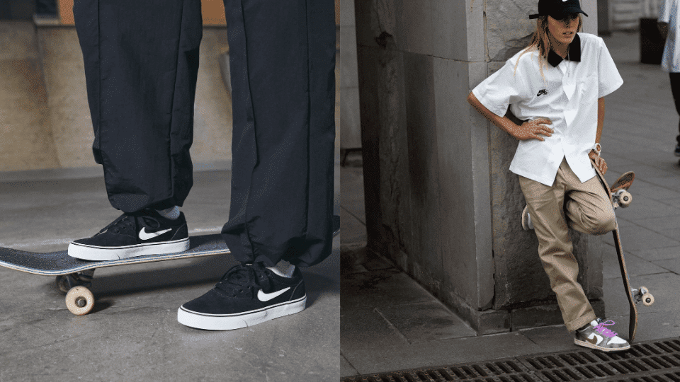 Skateboarders wearing Nike SB skate shoes