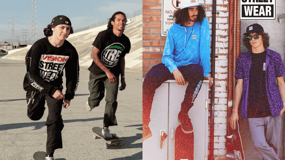 Skateboarders wearing Vision Street wear