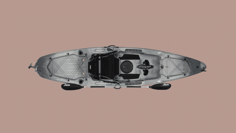 Hobie Mirage Passport 12 camo pedal-drive sit-on-top kayak with MirageDrive system.