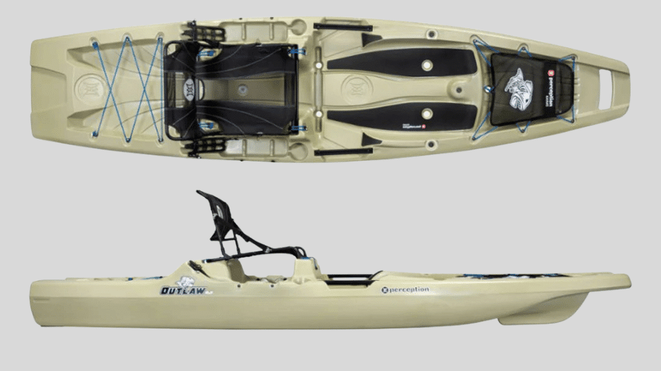 Perception Outlaw 11.5 sit-on-top kayak with adjustable seat and flat hull