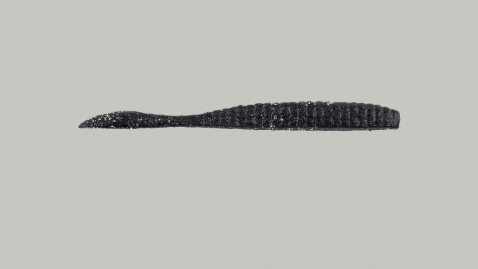 Berkley MaxScent Flat Worm soft bait with subtle profile on plain background