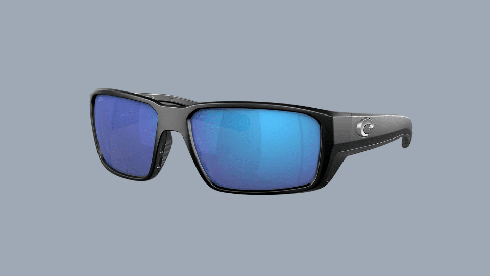 Costa Del Mar Fantail Pro polarized fishing sunglasses with wraparound frame on a plain background
