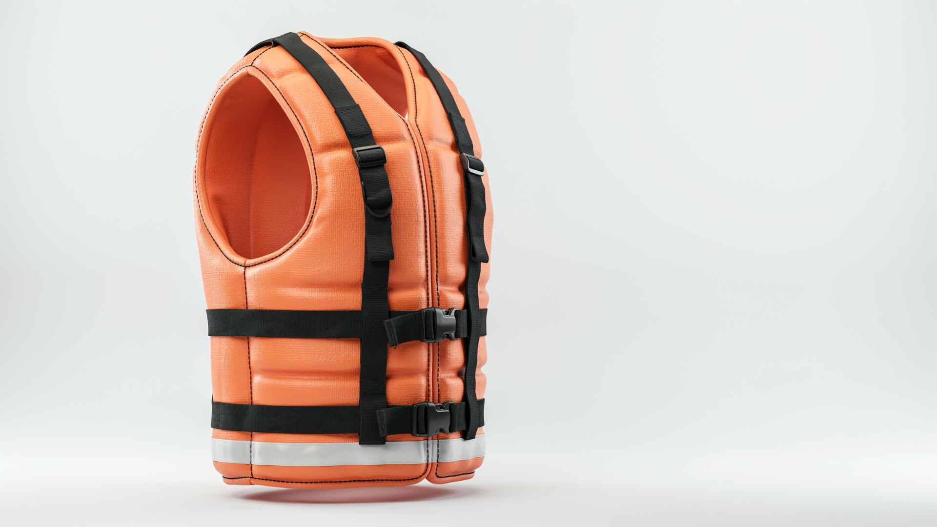 Foam life vest on white background showing structure