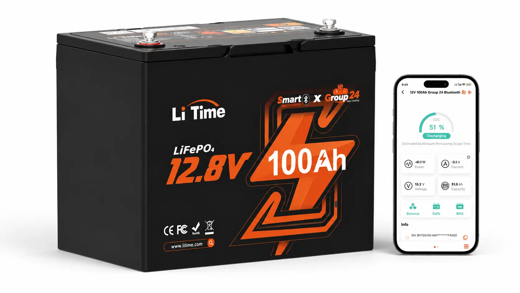 LiTime 12V 100Ah Bluetooth