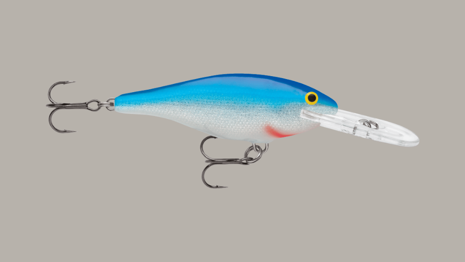 Rapala Shad Rap crankbait with natural swimming action on a plain background