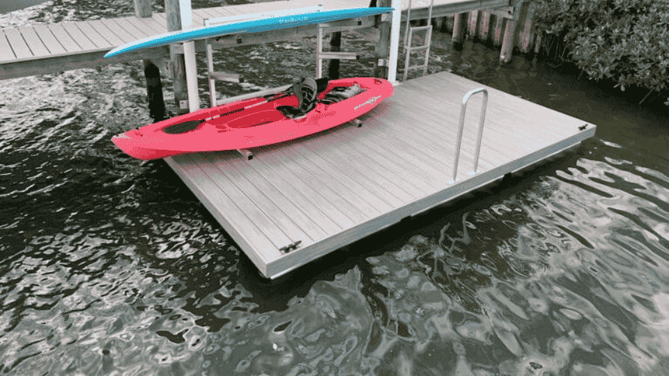 AccuDock Kayak Launch with Safe Ramp attached to a dock for easier entry and exit.