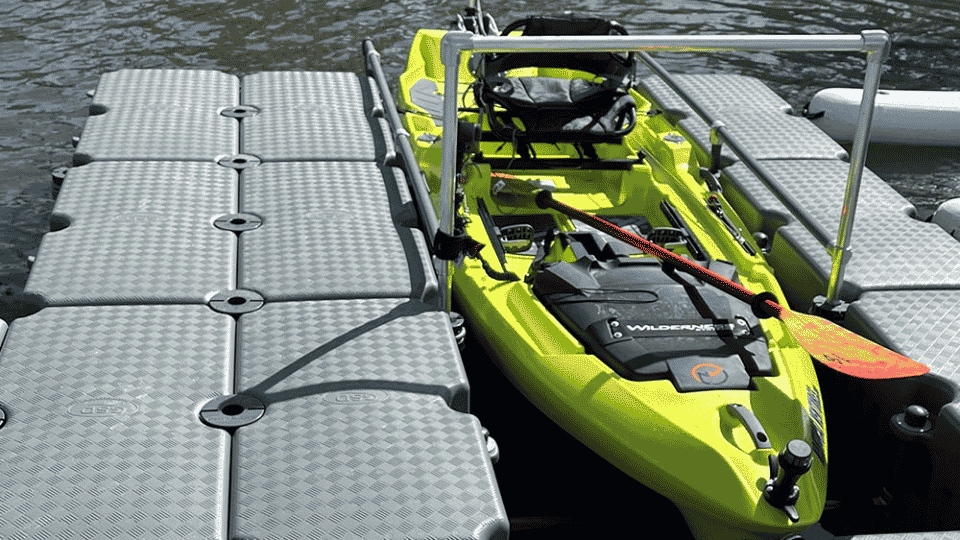 Gulf Stream Docks Roller Bar Kayak Launch ramp attached to a dock for easier entry and exit.