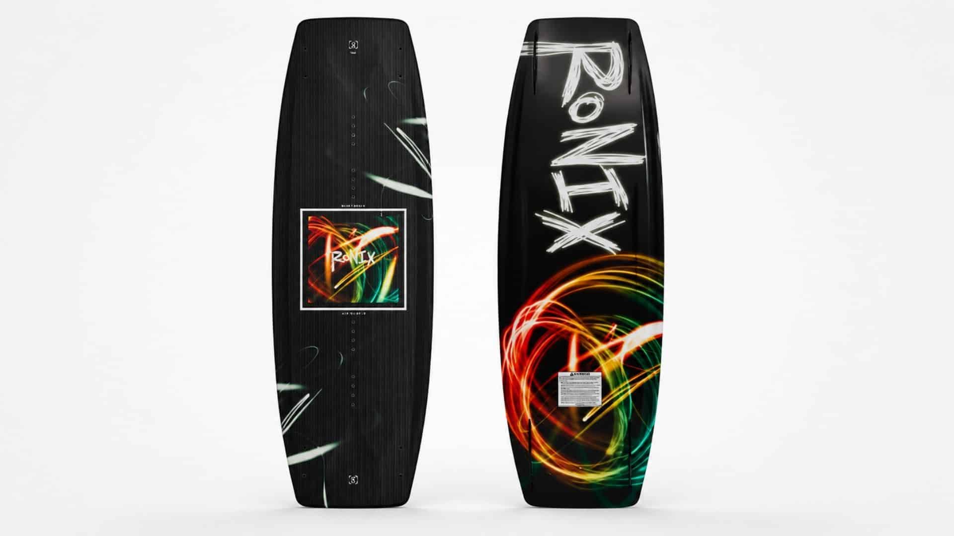 Intermediate advanced wakeboards displayed with black designs and colorful graphics for experienced riders and performance focused riding