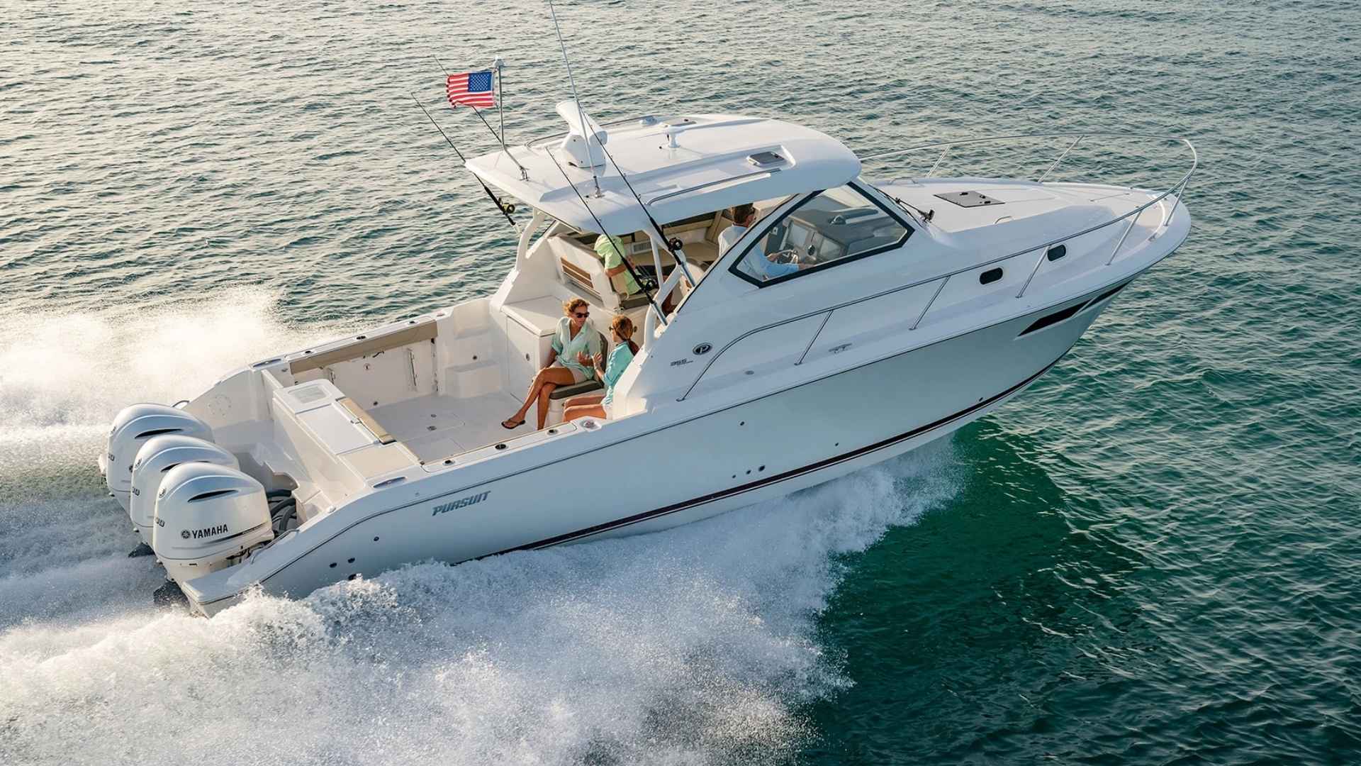 Pursuit OS 355 crossover boat suited for cruising and fishing