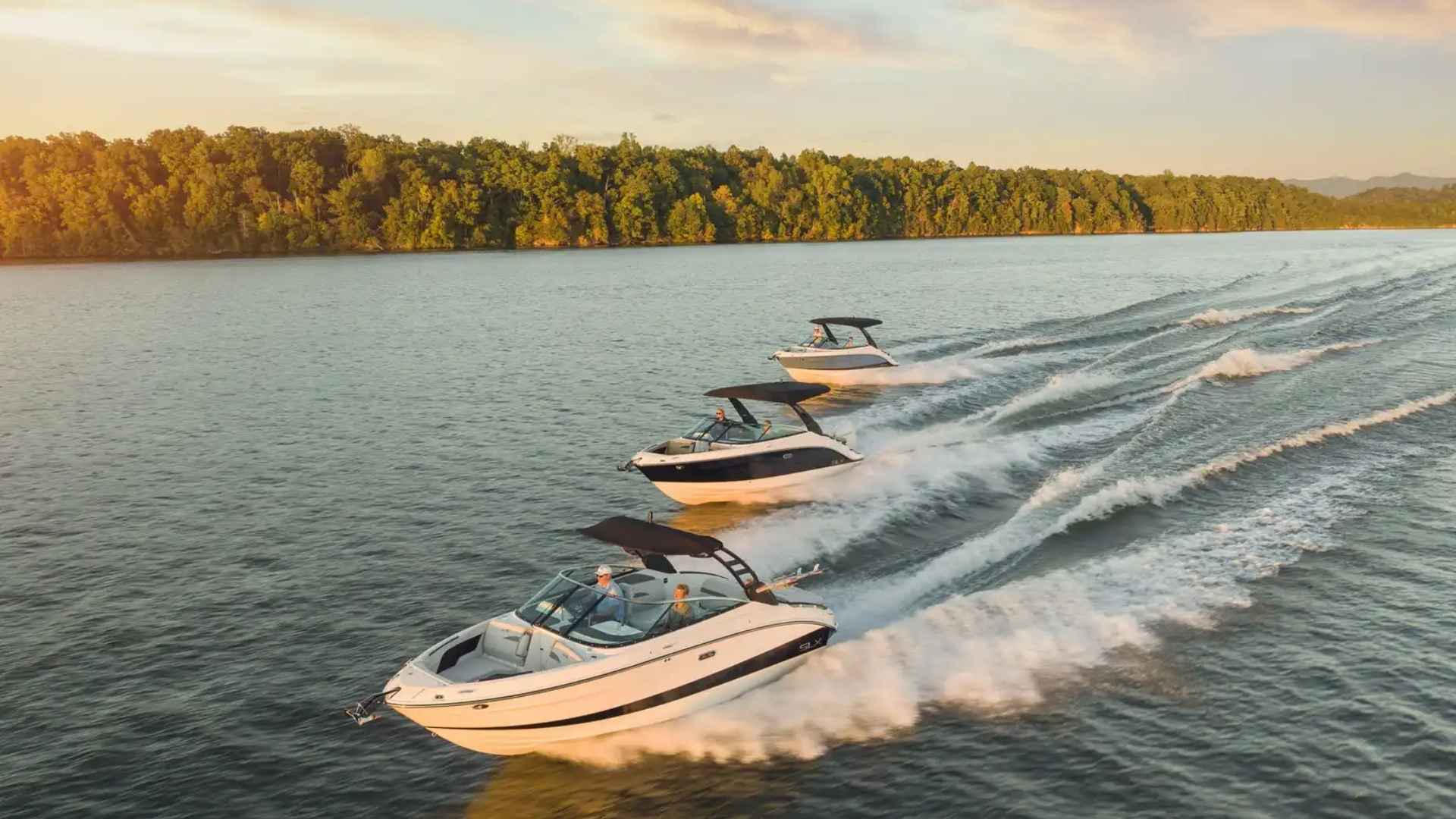 Sea Ray SLX 260 bowrider cruising on a lake, popular family boat