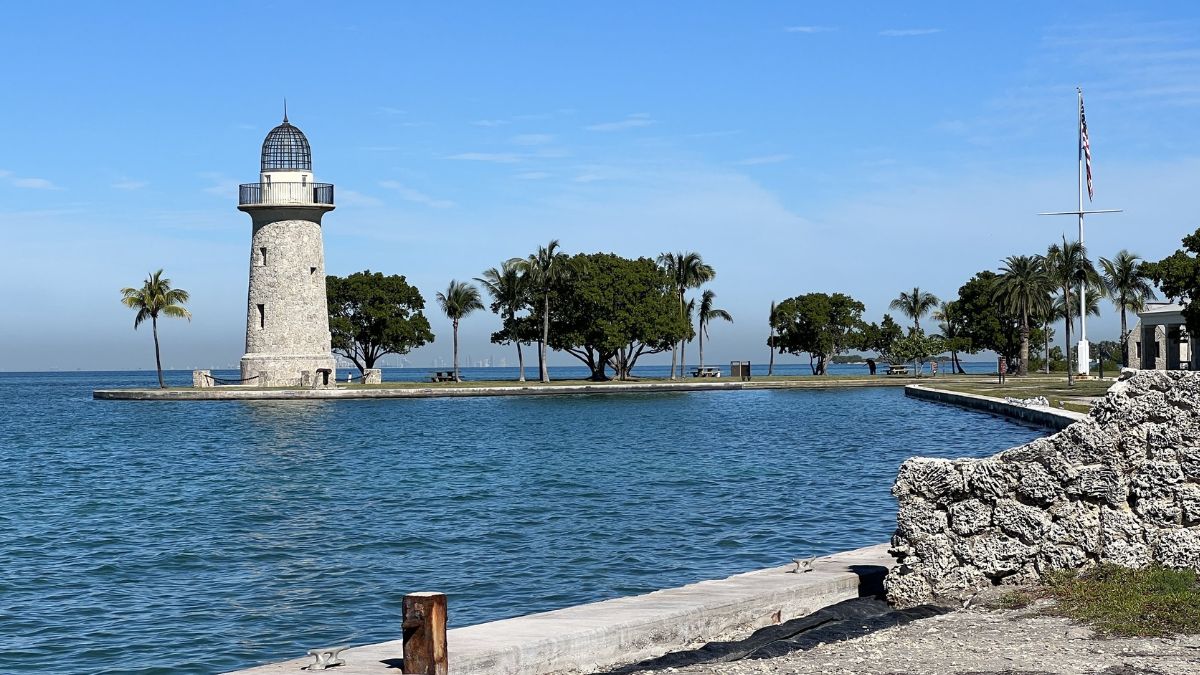 Biscayne National Park near Miami with turquoise water, coral reef areas, and boats exploring the marine park