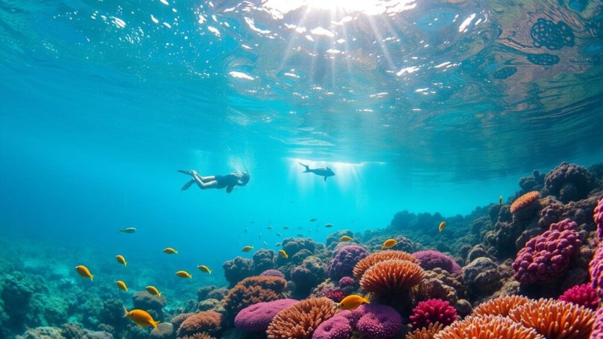 Destin Jetties in Florida Panhandle with boats, Gulf waters, and coastal snorkeling areas